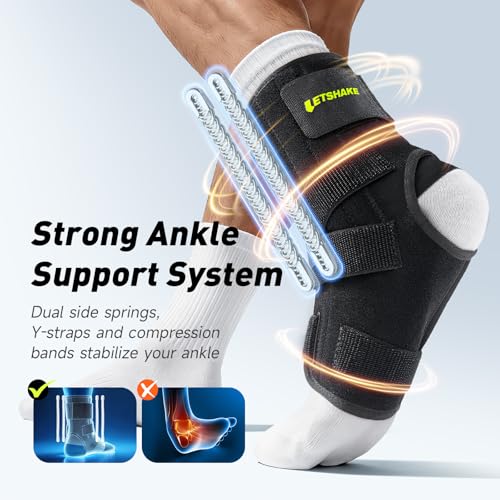 LETSHAKE Ankle Brace for Sprained Ankle, Stronger Support Ultra Lightweight L/XL
