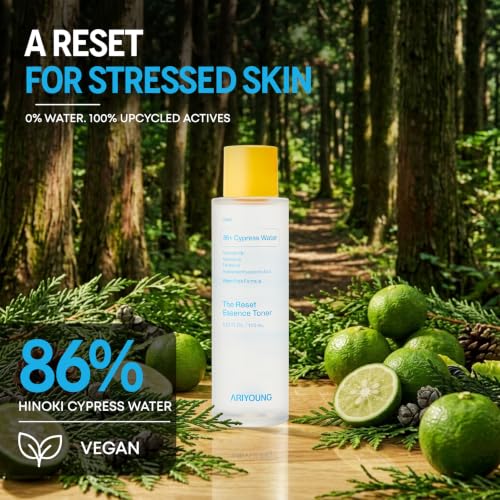 Reset Essence Toner, Hydrating Face Toner with 86% Hinoki Cypress Water for Dry & Sensitive Skin, Oligo Hyaluronic Acid, Panthenol, Korean Skincare, 5.07 fl oz