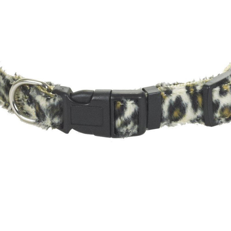CHAPUIS SELLERIE SLA378 Dog and cat collar - velor strap leopard look - width 10 mm - length 30 cm - size XS leopard - BeesActive Australia