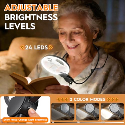 Magnifying Glass with Light for Reading, Hands Free Magnifier for Books with Dimmable, Included Small Magnifier, Neck Wear Large Screen Stand Glasses for Close Work Seniors Low Vision Rechargeable