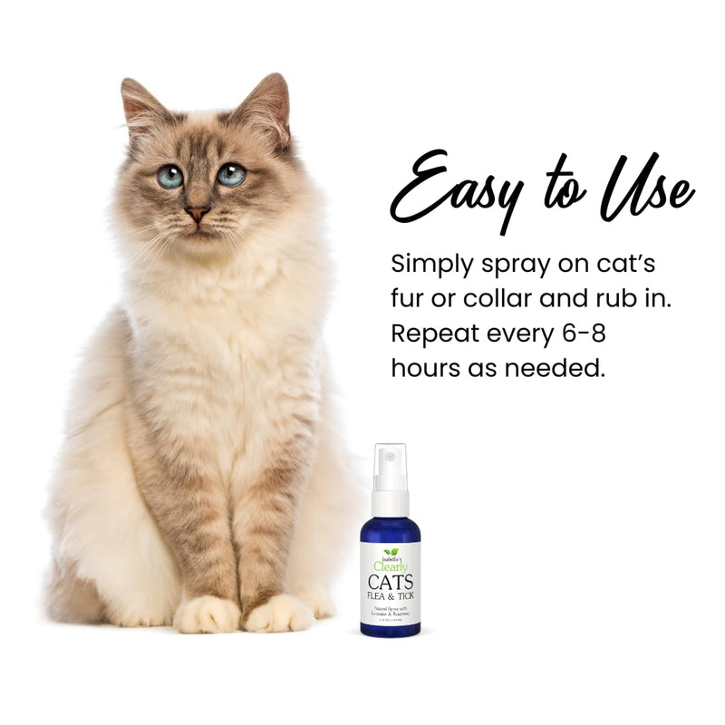 Isabella's Clearly Cats | Ticks and Fleas Product with Rosemary and Lavender | Topical Spray for Cats. Smells Great. Made in USA.
