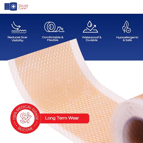GauzeCare Silicone Scar Tape – 1.6”x60” Roll – Medical-Grade, Reusable, Professional Silicone Scar Tape for Surgical Scars, C-Section, Burns, Keloid, and Acne Scars 1.6"x60" - 1 Roll