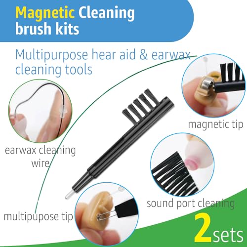 [6-Month Hearing Supplies] Hearing Aid Amplifier Accessories Kit, Ear Wax Removal Wires, Ear Cleaning Brushes, Silicone Ear Domes Earbuds, Transparent Slim Thin Tubes