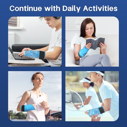 Wrist Ice Pack Wrap for Carpal Tunnel, Gel Ice Packs for Injuries Reusable Blue