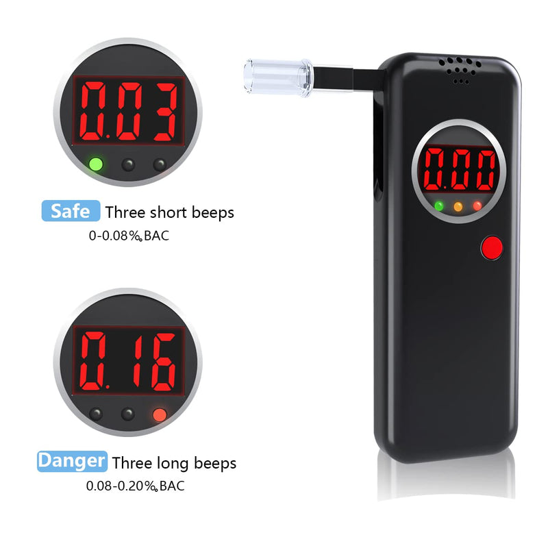Breathalyzer,High-Accuracy Professional Alcohol Tester with 10 Mouthpieces,LCD Digital Display Alcohol Tester for Personal & Professional Use（black） Black - BeesActive Australia
