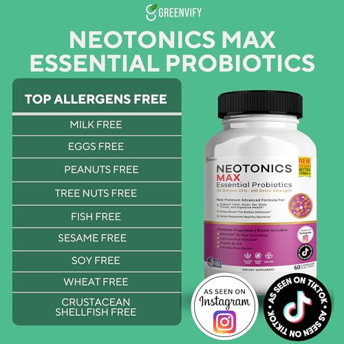 NeoTonics Max Essential Probiotics for Gums and Teeth Health - 40 Billion CFU Advanced Oral Probiotics, Fresh Breath Support - 60 Capsules, Oral Care Supplement (1 Pack) 1