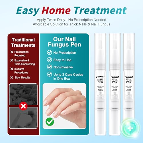 Nail Fungus Pen : Toenail Fungus Treatment Extra Strength - Antifungal Nail Repair for Damaged, Yellow, Thick Toenails - 25% Undecylenic Acid & Tea Tree Oil Mild and Non-Irritating 3pieces