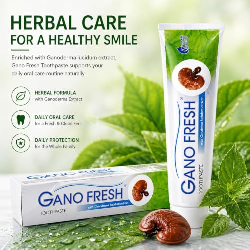 Gano Fresh Toothpaste with Ganoderma – Natural Herbal Fluoride-Free Toothpaste for Fresh Breath, Gum Health & Clean Teeth, Long-Lasting Freshness, 2 Pack