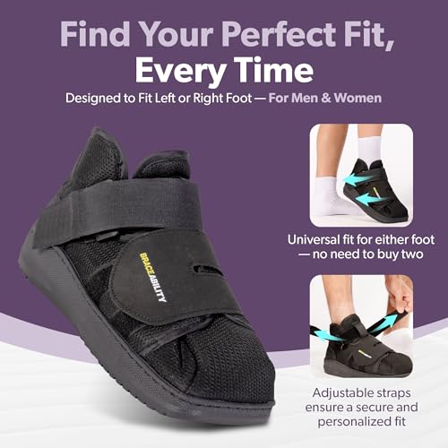BraceAbility Closed Toe Medical Walking Shoe - Lightweight Broken Toe Cast Boot, Fractured Foot Brace for Metatarsal Stress Fracture, Post-op Bunion, Hammertoe Surgery Recovery - For Men or Women (M) Medium (Women's 7-9.5 / Men's 6-8.5)