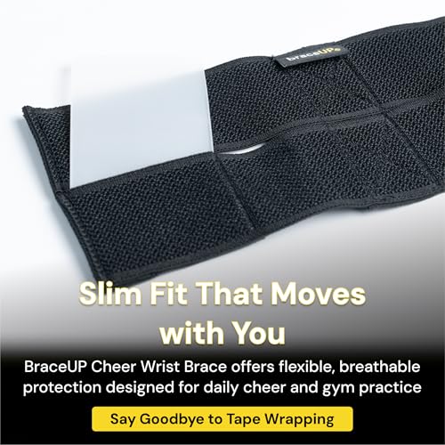 BraceUP Cheer Wrist Braces – Gymnastics & Cheerleading Wrist Support Wraps for Kids and Teens, Lightweight, Low-Profile Design, 2-Pack