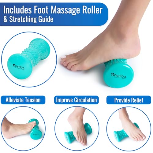 Heelbo Plantar Fasciitis Night Splint Bundle with Massage Roller and Relief Stretching Guide – Adjustable Foot Support, Heel Pain, Arch & Achilles Tendonitis Brace, Men & Women