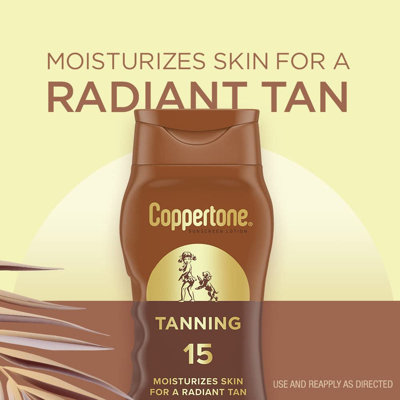 Coppertone Tanning Sunscreen Lotion, SPF 15 Broad Spectrum Sunscreen, 8 Fl Oz