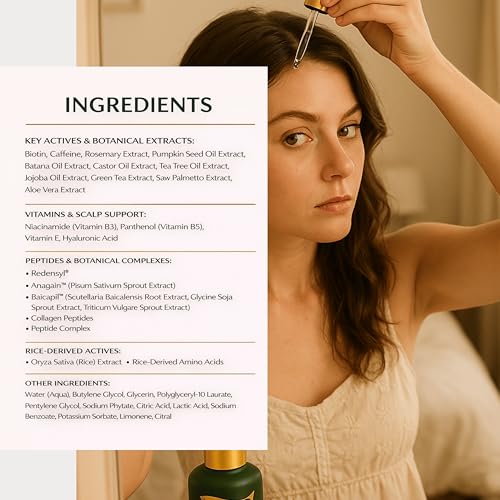 Hair Growth Serum – Advanced Biotin with Caffeine, Peptides, Botanical Extract for Thicker, Fuller, Longer Hair, Reduces Hair Thinning, Hair Regrowth Tonic, Hair Loss Treatment for Men & Women, 30ml