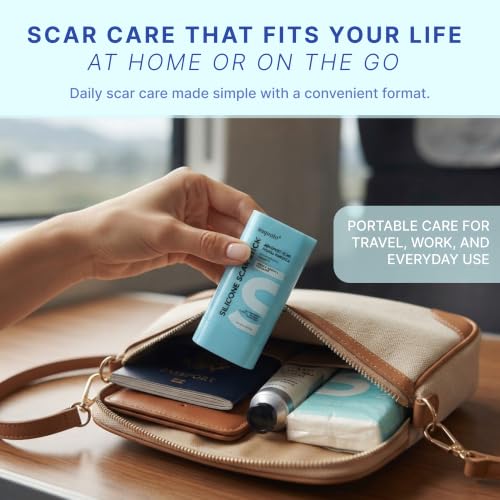 Suquato Silicone Scar Stick – Silicone Keloid Scar Removal Cream for Face & Body, Helps Improve Surgical Scars, C-Section, Acne Scars & Stretch Marks, Portable Twist Stick– 20g