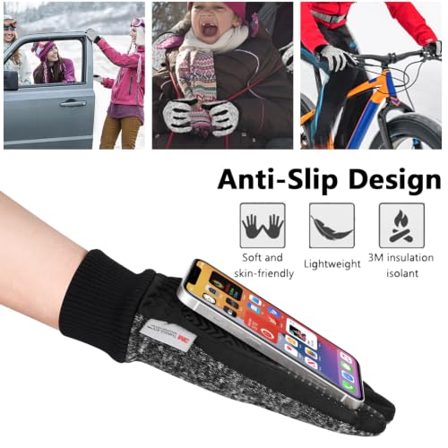 MOREOK Winter Gloves for Men/Women -10°F 3M Thinsulate Warm Touch Screen Snow Ski Bicycle Bike Gloves for Driving/Cycling/Running/Hiking deep gray Medium