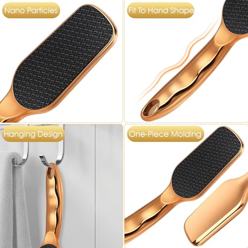 Nano-Glass Foot File Gold, Ergonomic Handle Foot Care Tool