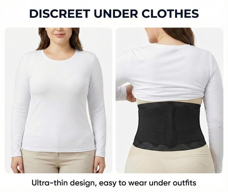 Breathable Mesh Back Brace for Lower Back Pain Relief, Adjustable Lower Back Brace with Flexible Stays, Thin & Elastic Back Support for Women & Men, Ideal for Work, Workouts (Fits Waist 31.1"-53.15") L/XL(Waist 42.52"-53.15") - BeesActive Australia