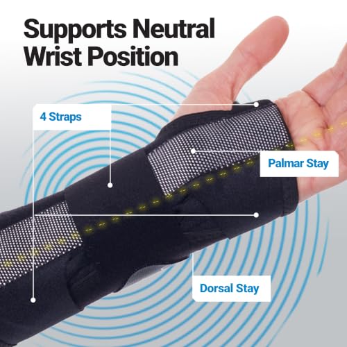 BioSkin Carpal Tunnel Wrist Brace - For Arthritis Pain And Support, Tendonitis, Wrist Sprains, Night Wrist Sleep Support Brace, Wrist Splint, Wrist Support For Women And Men, HSA or FSA Eligible 6-inch M-L (Right)