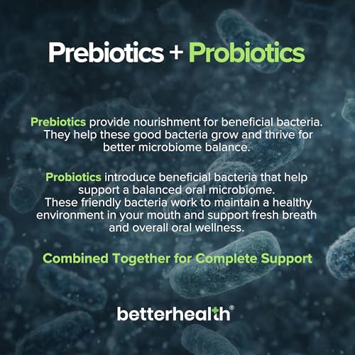 Oral Probiotics for Teeth and Gums, Pre + Probiotic with Zinc, Inulin & Xylitol, Vegan & Non-GMO Chewable Bad Breath Treatment for Adults, Supports Gum & Dental Health, 60 Tablets