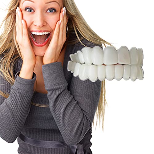 Silicone Gel Snap on Perfect Smile Upper Lower Teeth Tooth Braces White Products with Storage Box, with Mirror (White Box) White box