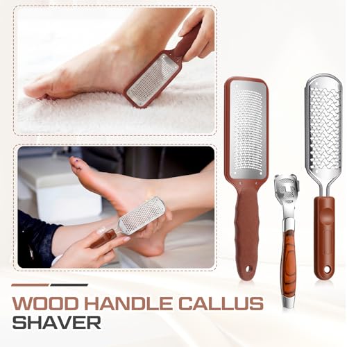 Moxweyeni 3 Pcs Foot File Callus Remover, 304 Steel, Set C, Brown