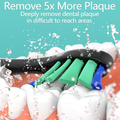 Replacement Heads Compatible with Sonicare Toothbrush, Replacement Brush Head for Philips Sonicare Electric Toothbrush 4100 5100 6100 9900 C2 W3 and More Click-on Handles (8white+8black) White and Black 1 Count (Pack of 16)