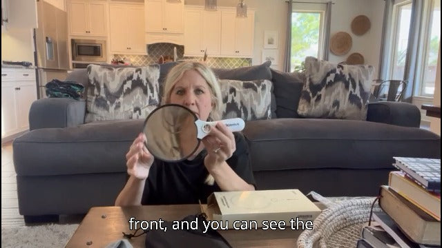 Large Magnifying Glass with Light, Magnifier Handheld Illuminated Lighted Magnifier with 3 LED Lights 1 UV Light Storage Bag Clean Cloth for Seniors Reading Inspection Black