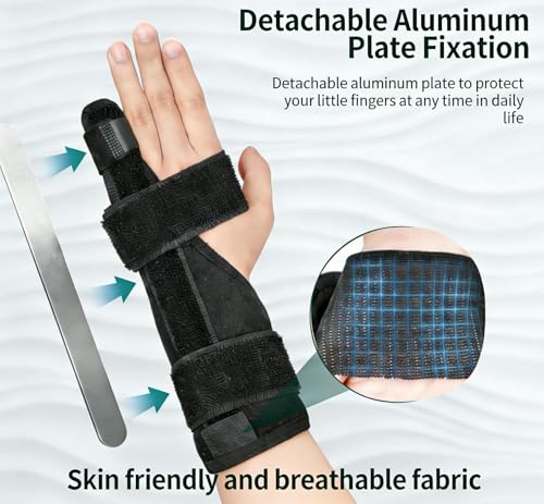 Pinky Finger Splint, Little Finger Support Brace for Metacarpal Fracture, Trigger Finger & Tendonitis, Adjustable Breathable Hand Brace for Pain Relief, Fits Left & Right Hand
