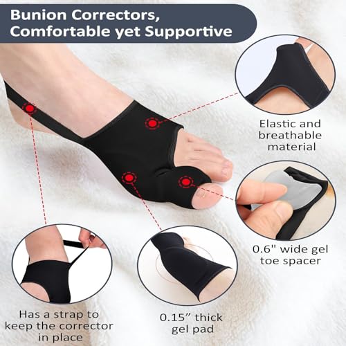 Bunion Corrector for Women & Men, Big Toe, Black, 2PCS
