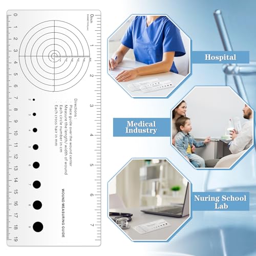 Geiserailie 4 Pcs Medical Ruler with Wound Measuring and Pupil for Nurses
