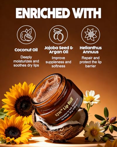 Triple-Action Lip Scrub - Brown Sugar, Coffee & Pearlite Exfoliator - Infused with Coconut & Botanical Oils for Nourishing Care of Dry, Cracked Lips - Vegan, Cruelty-Free 0.88 Ounce (Pack of 1)