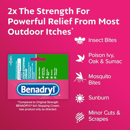 Benadryl Extra Strength Anti-Itch Cream, 2% Diphenhydramine HCl, 3 x 1 oz Topical Cream 1 Fl Oz (Pack of 3)