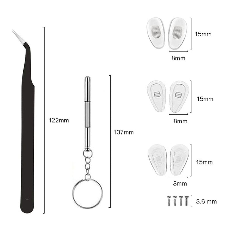 18 Pairs Eyeglass Nose Pads, Eyeglasses Repair Kit with Screwdrivers, Nose Pads, Screws, Tweezer, Cleaning Cloth for Glasses, Glasses and Sunglass Nose Pad Replacement - BeesActive Australia