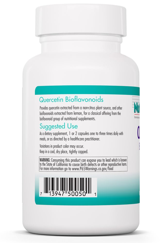 Nutricology Quercetin Bioflavonoids Supplement, 100 Capsules | Quercetin with Lemon Bioflavonoid Complex for Antioxidant and Immune Support, Hypoallergenic, 50 Servings