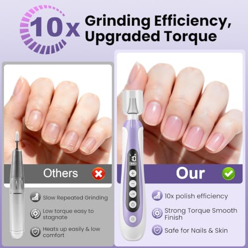 Nail Drill, Electric Nail File, 10-Speed Cordless Manicure Kit, Purple