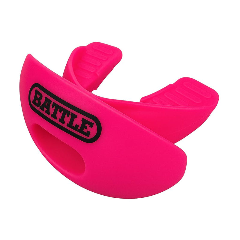 Battle Oxygen Lip Protector Mouthguard with Convertible Strap – Football and Sports Mouth Guard – Maximum Oxygen Supply – Mouthpiece Fits With or Without Braces – Impact Shield Covers Lips and Teeth One Size Pink