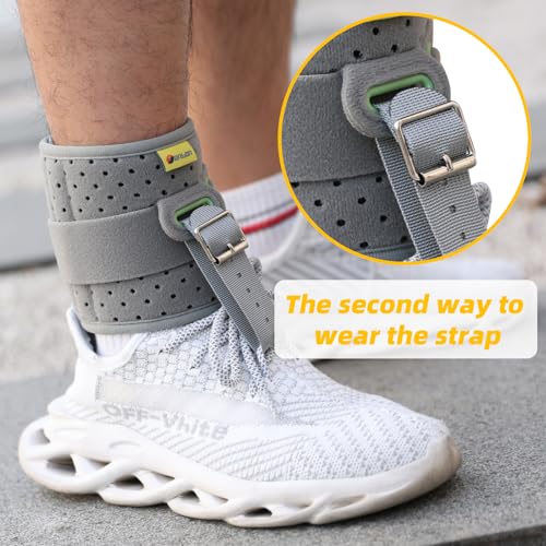 Tenbon Ankle Support Drop Foot Brace Orthosis - Comfort Cushioned Adjustable Wrap Compression For Improved Walking Gait, Prevents Cramps Ankle Sprains (Gray) Gray