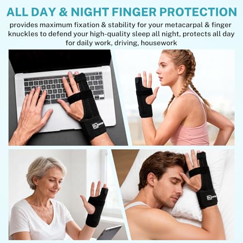 Pinky Finger Splint with Double-Sided Detachable Finger Splints Black-Left