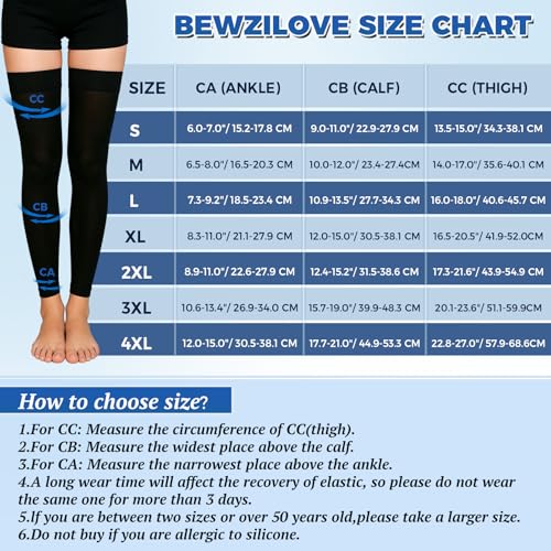 Medical Thigh High Compression Stockings Graduated Compression Socks 4X-Large Black