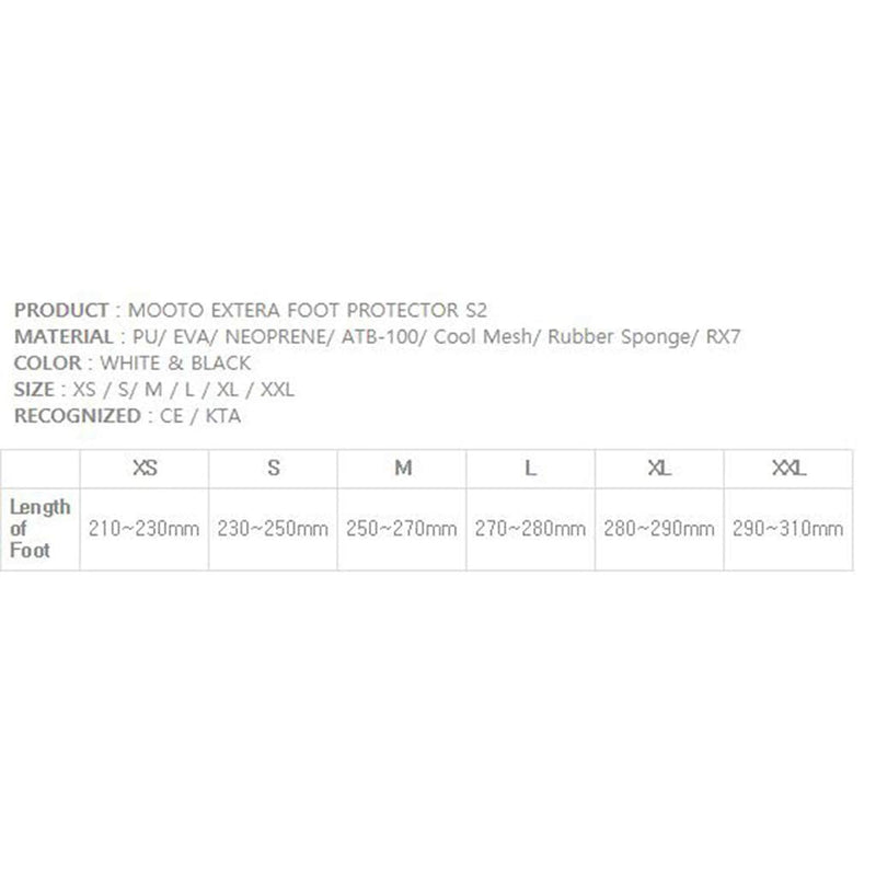 MOOTO EXTERA Foot Protector Season2 Foot Gear KTA Approved XXS to XL (6.XL)