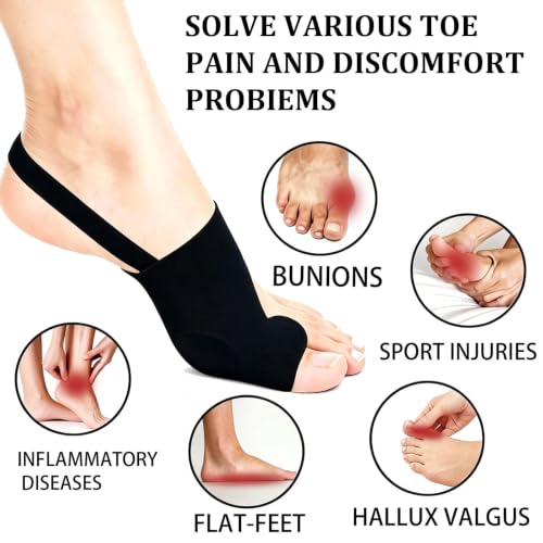 Bunion Corrector for Women & Men Big Toe with Anti-Slip Strap - 2 Pack Black