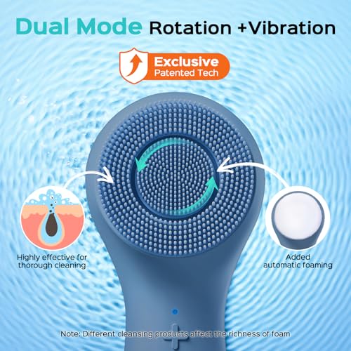 COSLUS FBS03 Face Scrubber Facial Cleansing Brush, Patented Upgraded Design Navy Blue