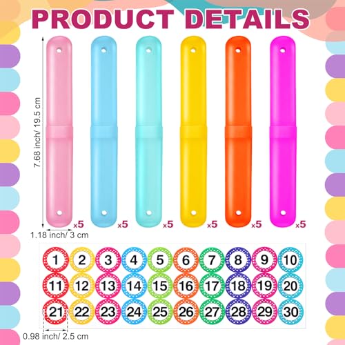 Remerry 30 Pcs Portable Pencil Case Bulk Travel Toothbrush Holder Case with Pencil Organization Multipurpose Toothbrush Holder with Number Stickers for Back to School Student Gifts from Teacher