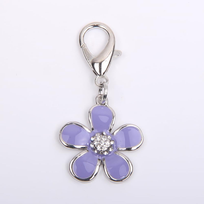 Bling Rhinestones Flower Charm Pendant Jewelry for Pet Dog Cat Puppy Necklace Collar Accessory Purple - BeesActive Australia