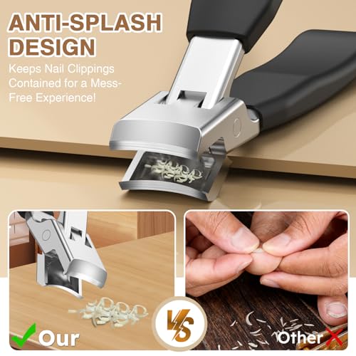 Upgrade Large Toenail Clippers for Thick Nails for Seniors Long Handle, Ultra Sharp Precision Nail Clippers for Men, Curved Wide Jaw Opening Fingernail Clippers with Catcher Nail Cutter for Women Classic