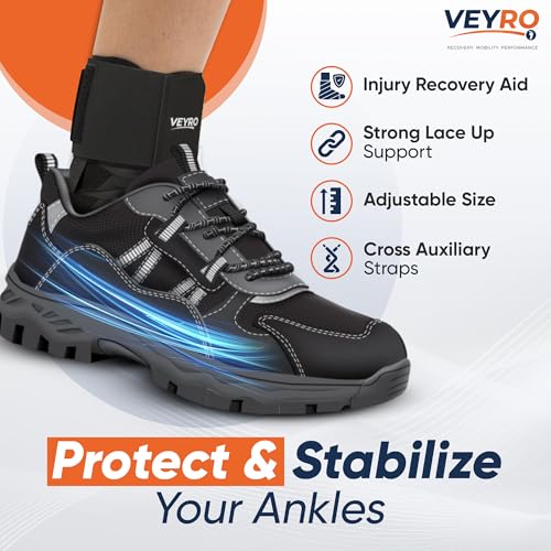Lace Up Ankle Brace for Men & Women – Adjustable Ankle Support Straps for Sprained Ankle, Achilles Tendonitis, Ligament Injury & Pain Relief – Sports Ankle Brace for Basketball, Football & Volleyball (Large) Large