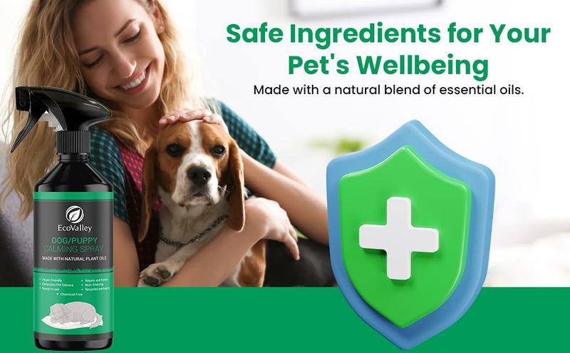EcoValley Dog Puppy Calming Anxiety Spray - Training Aid & Natural Separation Anxiety Relief - Chemical-Free Formula - 500ml 500 ml (1 Pack)