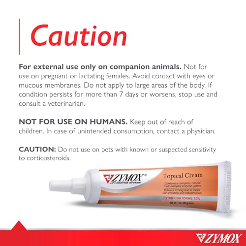 Zymox Veterinarian Strength Topical Cream with 1% Hydrocortisone for Dogs and Cats, 1oz