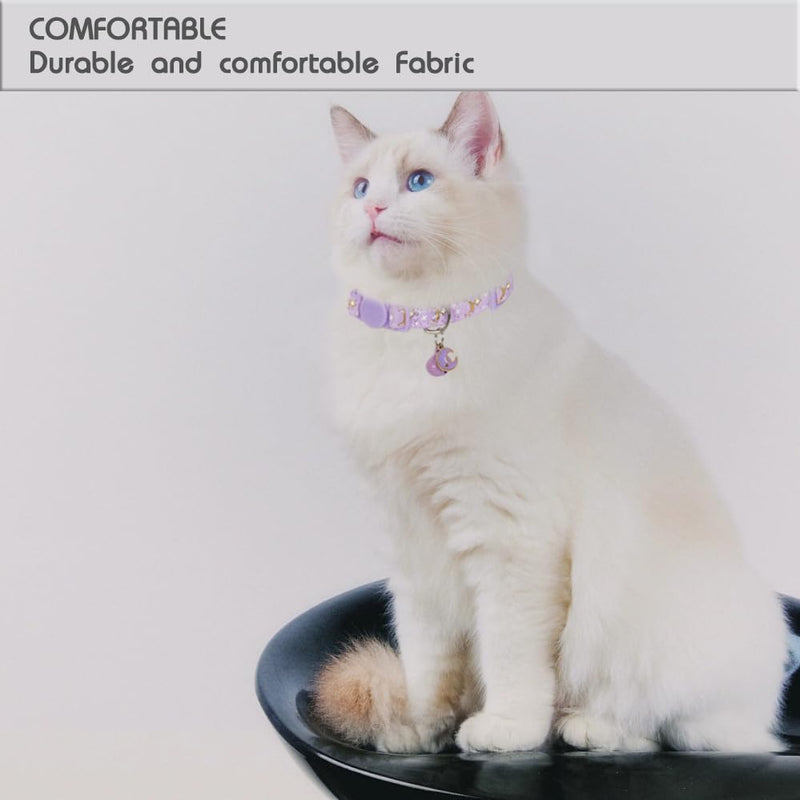 Yizepet Cat Collars with Bells, Breakaway Kitten Collar, Cute Kitty Collar in 4 Pack, Pet Supplies Accessories moon star - BeesActive Australia