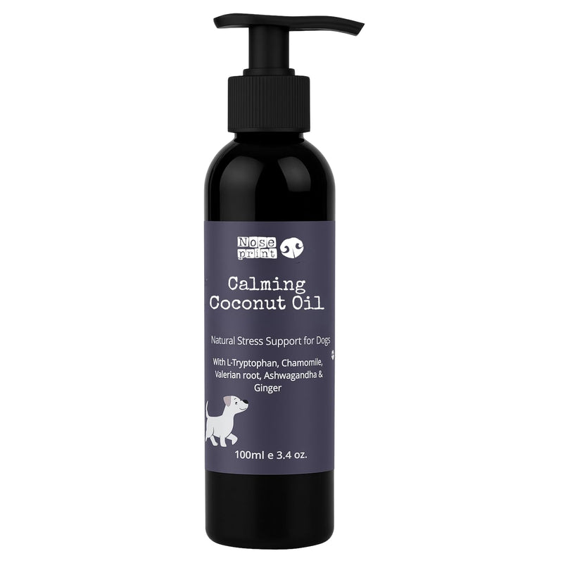 100ML Calming Coconut Oil for Dogs & Cats Anxiety Relief Supplement with Chamomile, Valerian & Ashwagandha – Natural Stress Soothing Formula – Fast-Acting & Long-Term Calmer